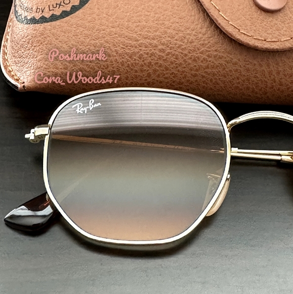 Ray-Ban Hexagonal Gradient Brown Lenses RB3548N Gold Frame Unisex New - Picture 5 of 16